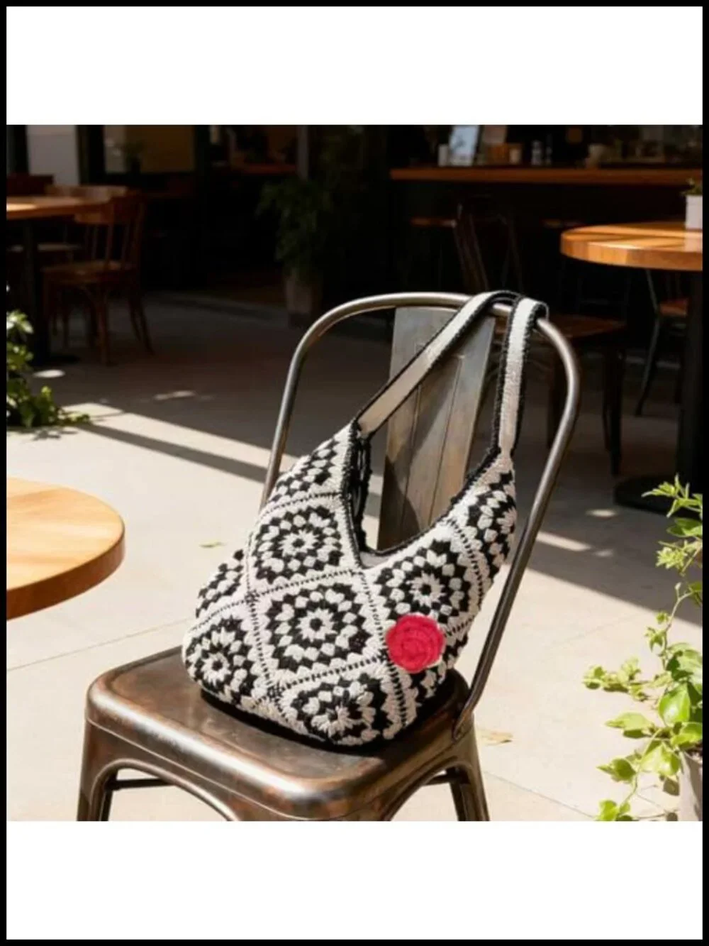 Handmade Crochet Hobo Tote Bag Boho Woven Summer Beach Purse